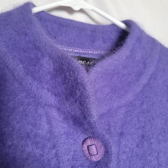 Vintage Venesha Angora Purple Button Up Cardigan Sweater Lined Women's Size M - Picture 4 of 10